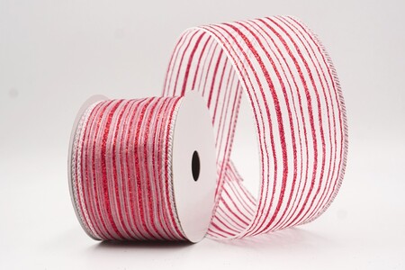 White Metallic Sheer Fine Pinstripe Ribbon_KW0456GC-1-1